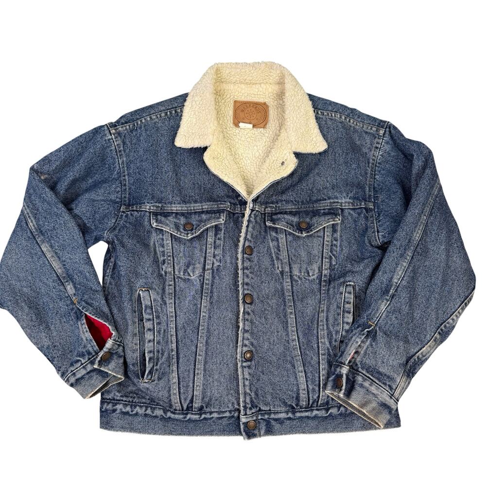 Vintage Denim Jean Jacket Weekends Sherpa Lined Made in USA M/L 80's Coat Retro